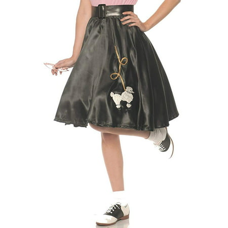 Black Satin Womens Adult Costume 50S Sock Hop Poodle