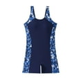 thumbnail image 3 of zaveiop Womens Boyleg Sport One Piece Swimsuit Athletic Swimwear Training Bathing Suit (Blue, XL), 3 of 9
