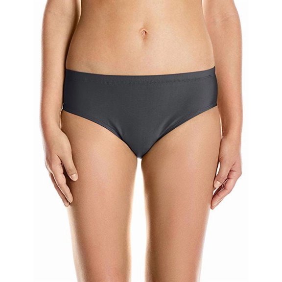 ATHENA Women's Cabana Solids Landa Mid Waist Bikini Bottom, Black, XS