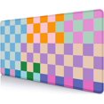 thumbnail image 1 of Colorful Checkered Desk Mat, Retro Purple Pink Blue Green XXL Large Mouse Pad, Aesthetic Big Computer Mouse Mat for Office, Rubber Base Mousepad Desk Pad with Stitched Edges, 35.4 x 15.7 in, 1 of 1