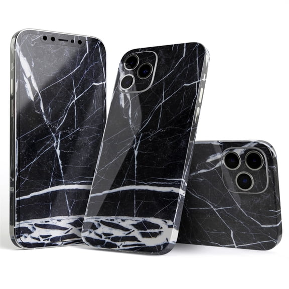 Design Skinz Natural Black & White Marble Stone Full Body Skin Decal Wrap Kit Compatible with Apple iPhone 12 Mini (Screen Trim & Back Skin)