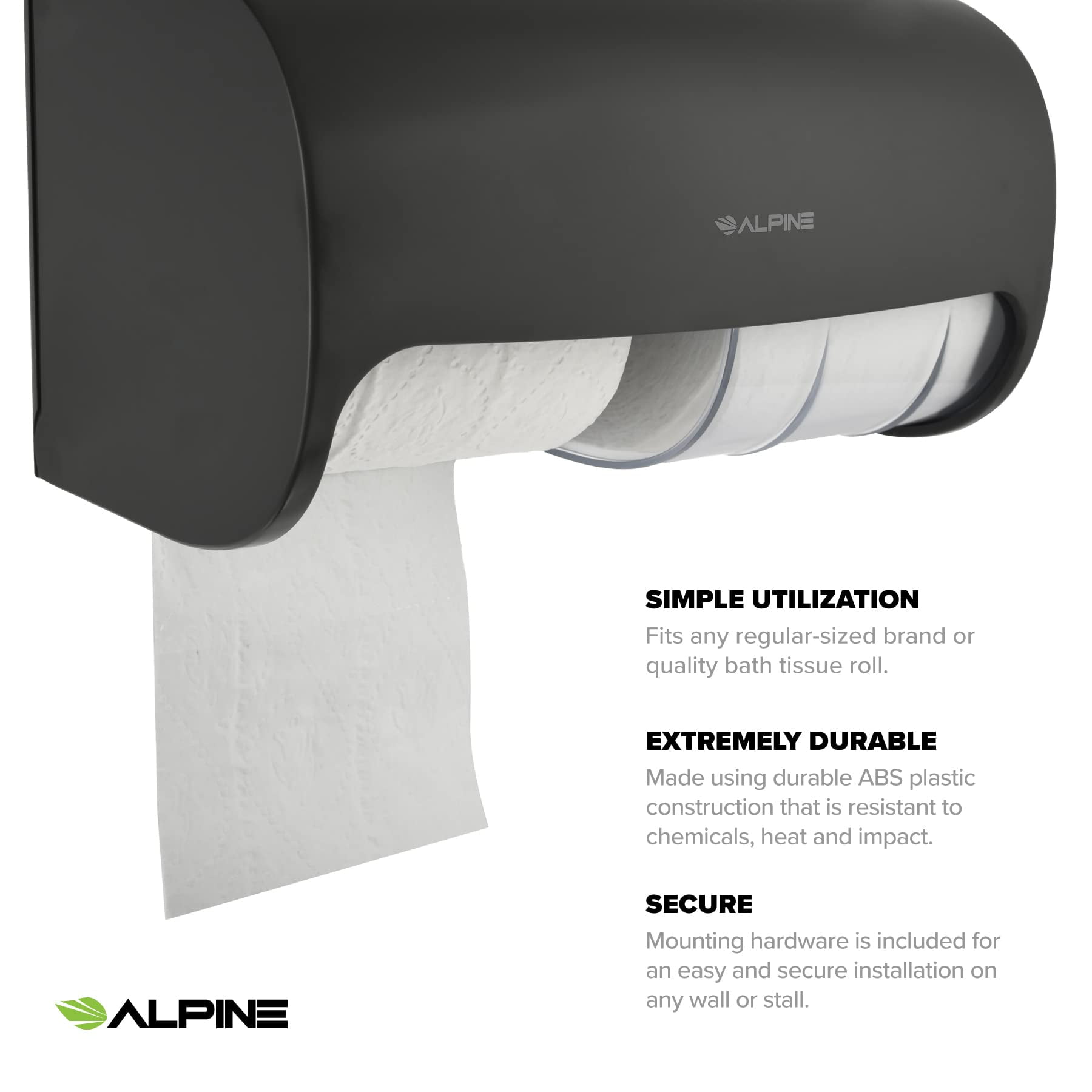 Alpine Commercial Toilet Paper Dispenser - Double Toilet Paper Holder Wall Mount for Less Frequent Paper Roll Refill…