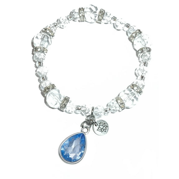 Hidden Hollow Beads - December Birthstone Charm Bracelet - Crystal Stretch