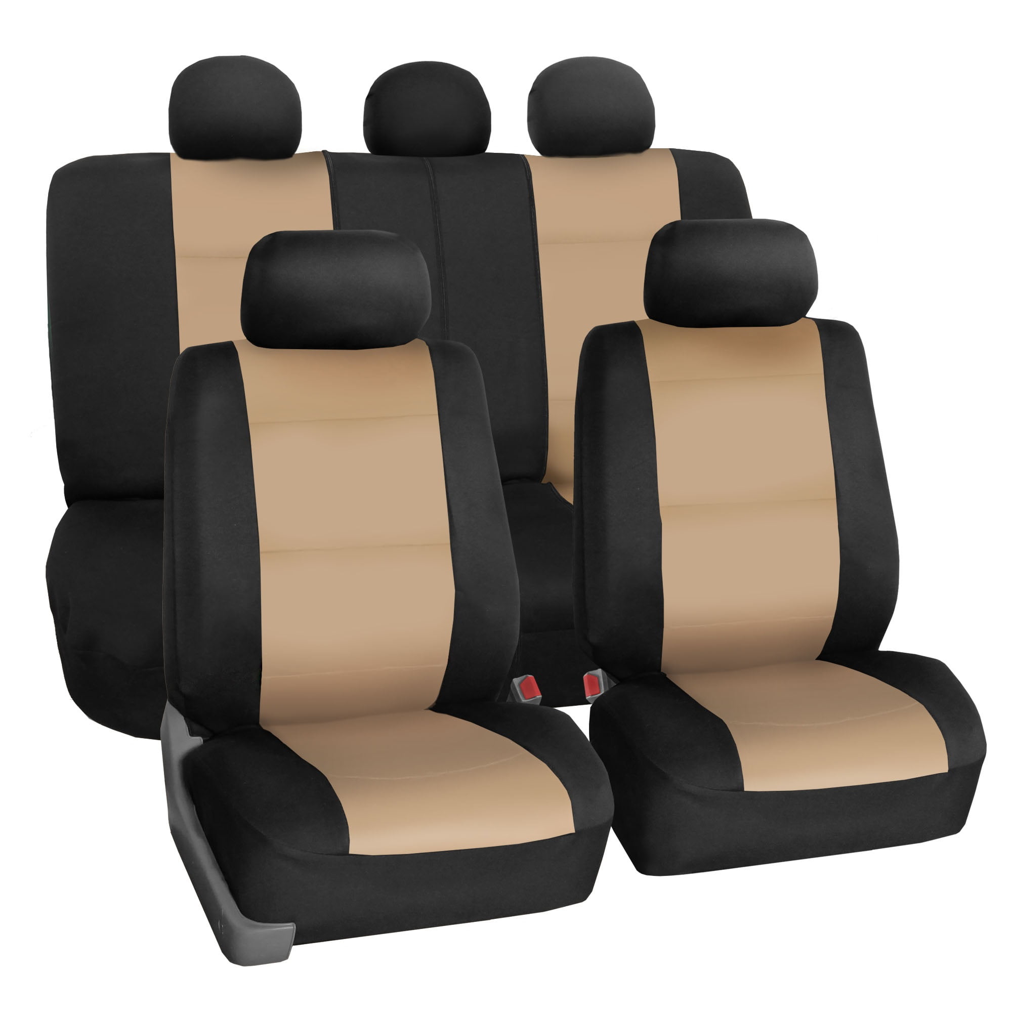 FH Group Car Seat Covers Full Set Beige Neoprene - Universal Fit