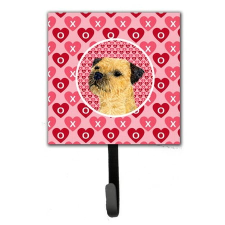 Caroline's Treasures Border Terrier Valentine's Love and Hearts Leash Holder and Wall Hook