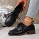 thumbnail image 3 of Xucatan Women's British Style Leather Loafers, Fashion Lace-Up Low Top Shoes with Mid Heel, Comfortable Casual & Dressy Oxfords for Women Gift, 3 of 7