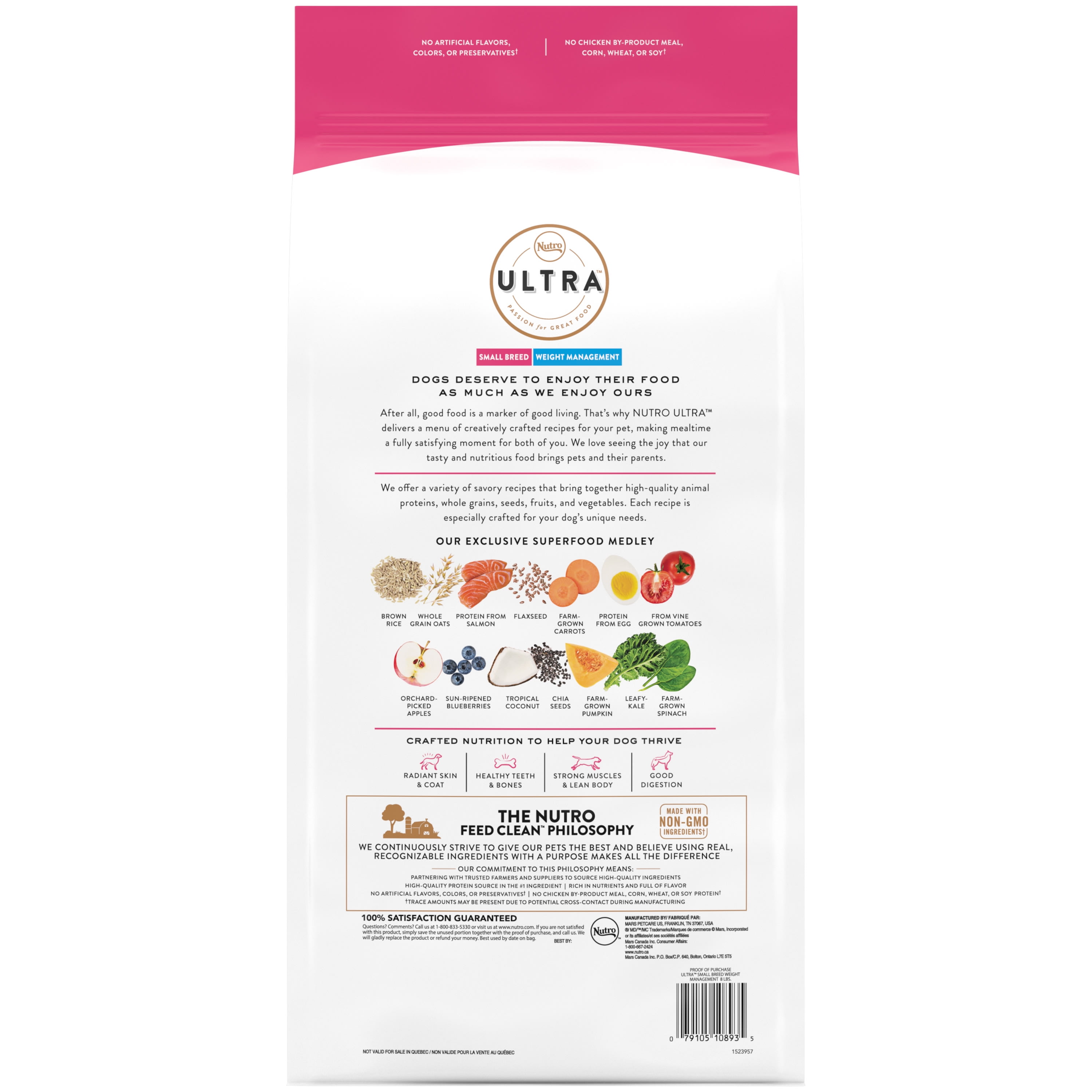 Nutro Ultra Adult Weight Management High Protein Natural Small Breed Dry Dog Food For Weight Contol With A Trio Of Proteins From Chicken Lamb And