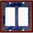 thumbnail image 6 of Metal Light Switch Plate Cover Elegant Blue Floral Damask Maroon Frame FRA037, 6 of 13