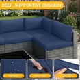 thumbnail image 6 of Royalcraft 7 Pieces Outdoor Conversation Set, All-Weather Wicker Rattan Sectional Sofa Set with Cushions & Coffee Table, Blue, 6 of 8