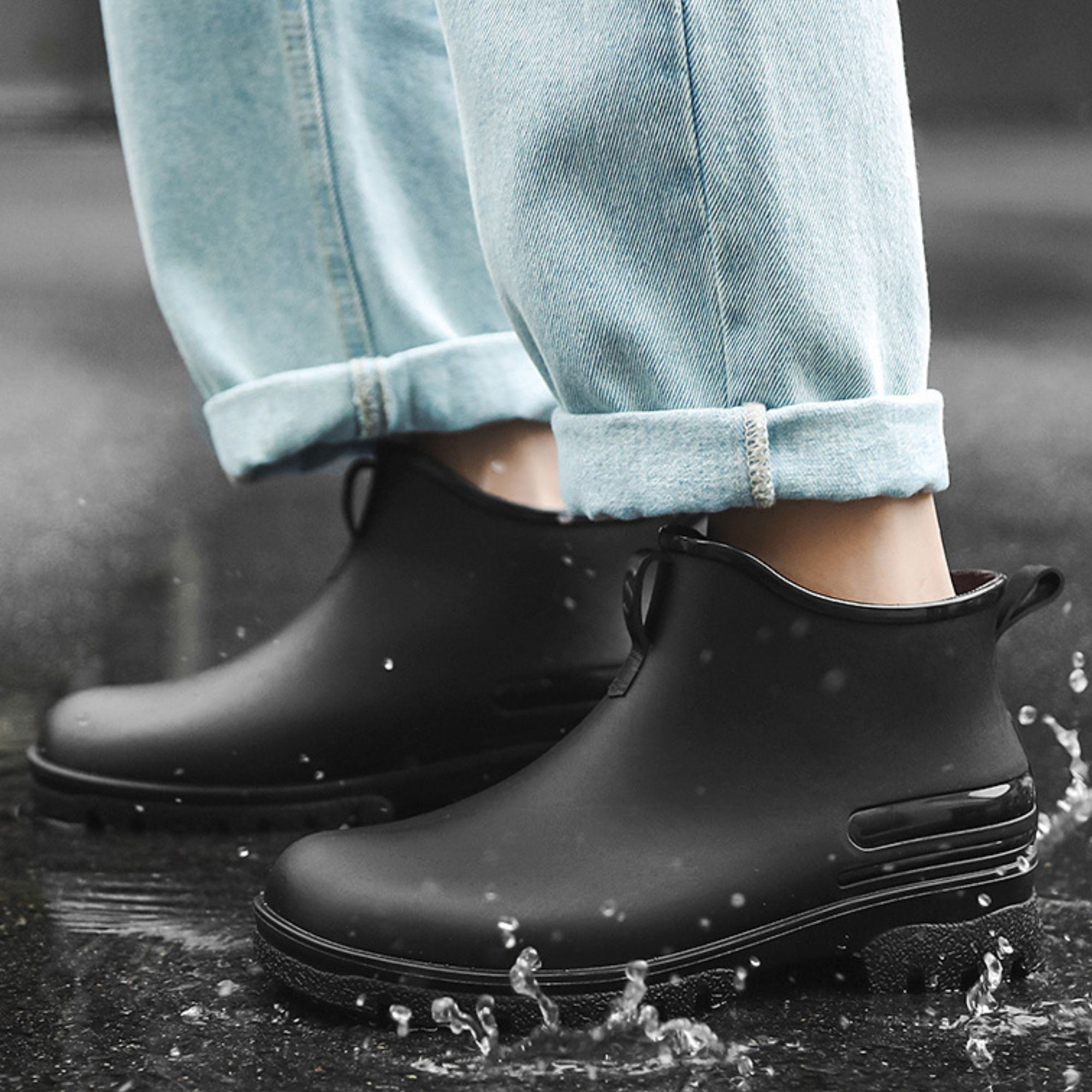 CHICVOMEY Women's Waterproof Chelsea Rain Boots Anti-Slip Work Boots for Gardening Fishing & Outdoor Ankle-Length Traction Sole Boots for Women & Men