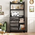 thumbnail image 5 of Homieasy Vertical Filing Cabinet with Lock & Charging Station - Large Drawer Wood File Cabinet with Bookshelf, Printer Stand & Open Storage Shelf - Letter Size for Home Office Organization, Grey Oak, 5 of 8