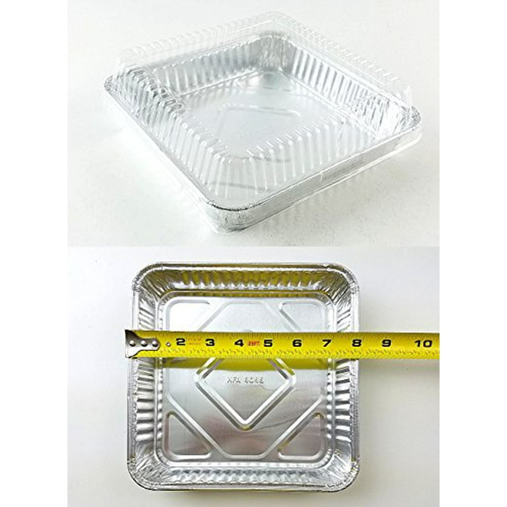 HandiFoil of America 8" x 8" Square Aluminum Foil Cake Pan w/Clear
