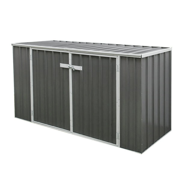 Lean to garbage metal horizontal storage shed