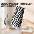 thumbnail image 5 of 20oz Stainless Steel Tumbler with Handle, Geometric Textured Design, Double Wall Insulated Travel Coffee Mug, Leak-Proof Straw Lid, 5 of 5