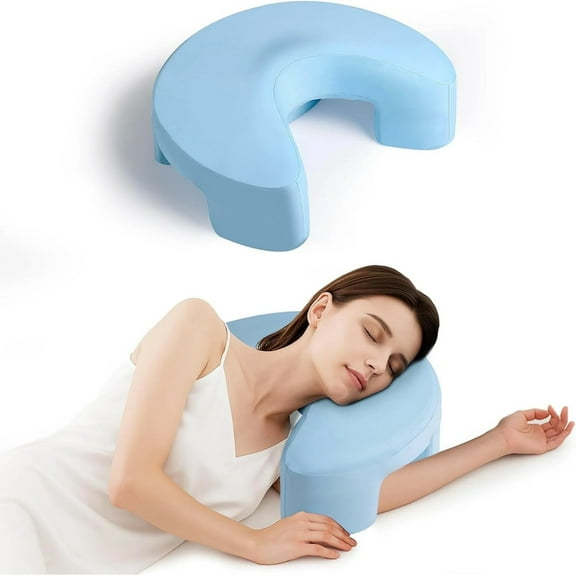 COOKCOK Side Sleeper Pillow for Adults, Ergonomic Memory Foam Pillow with Arm Hole for Neck and Shoulder Pain, Shoulder Pillow for Side Sleepers, Blue