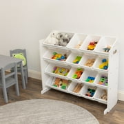 Humble Crew Storage Organizer with 16 Plastic Bins for Kids & Toddlers, White