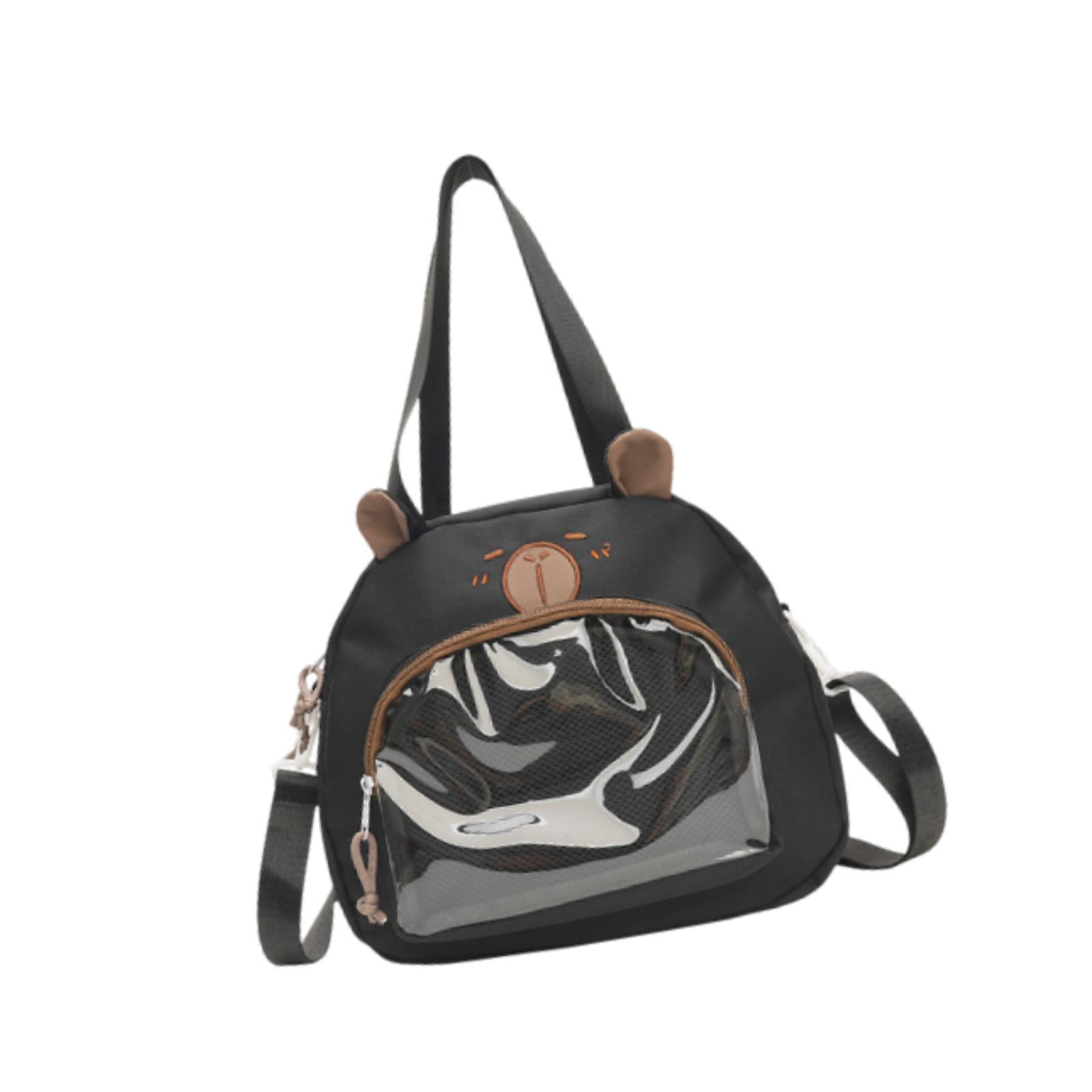 FVDPWYE Ita Bag Badge Bag Cute Capybara Girls PVC Pin Display Bag for Shopping Halloween Black