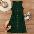 thumbnail image 5 of ShomPort Eyelet Sleeveless Dress for Women Summer Round Neck Button Elastic Waist Dress Casual Knee Length Sundresses, 5 of 8