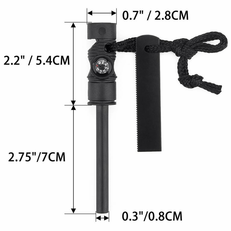 3-in-1 Survival Multifunction Tool - Magnesium Fire Starter Rod, Magnetic Compass & Emergency Whistle - Ideal for Outdoor Camping & Disaster Supply