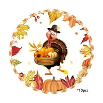 Bwiyojiz Christmas Decorations Home Decoration Count 10pcs Paper Thanksgiving Plates Festive Fall Pumpkin and Leaves Pattern Disposable Tableware for Harvests Party, Gifts for Sisters, Multicolor