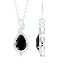 Rosec Jewels Lab Grown Black Diamond Pendant with Diamond for Women (AAAA Quality), 10K White Gold