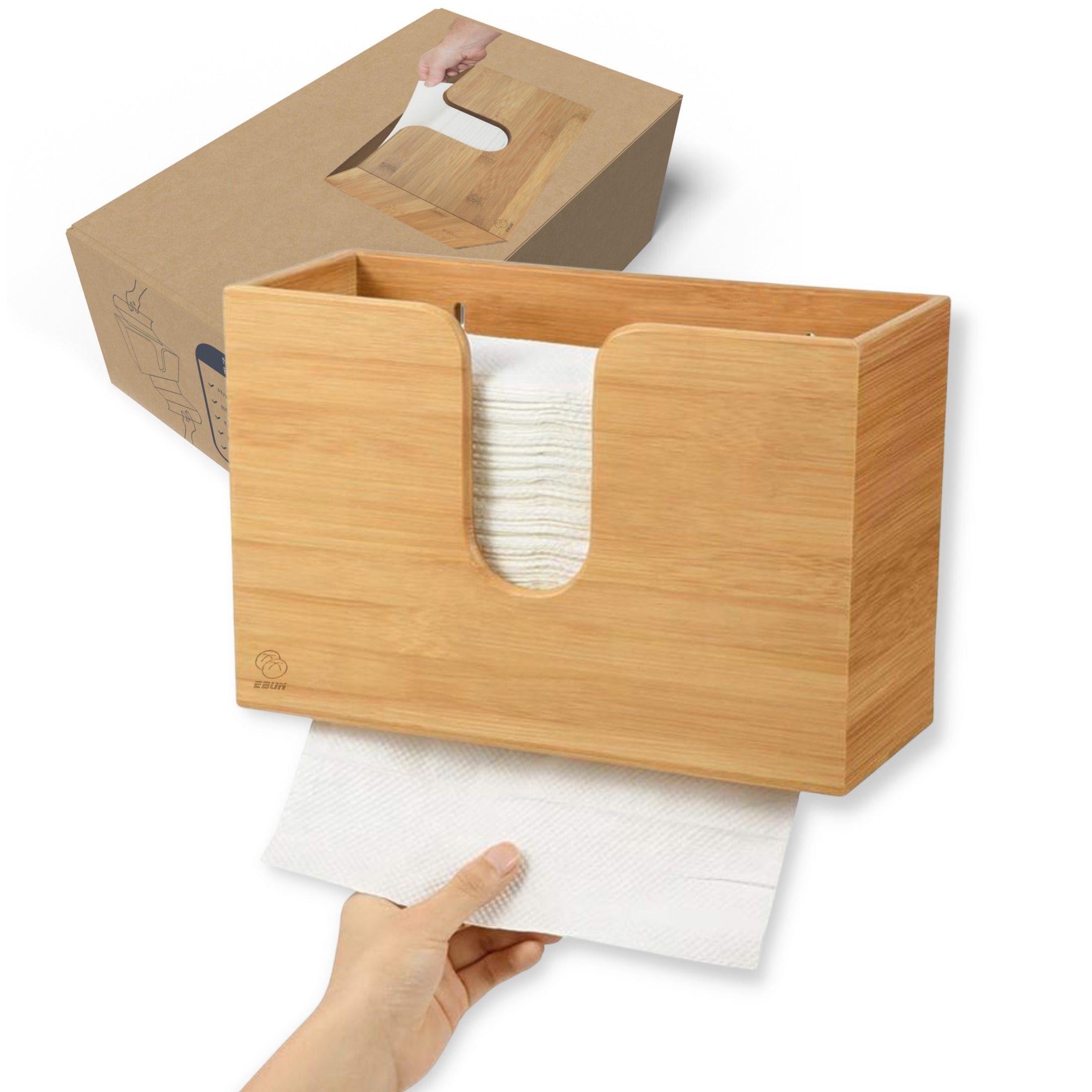 eBun Multifold Paper Towel Dispenser Wall Mount & Countertop, Bamboo