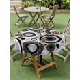 thumbnail image 4 of Outdoor Tablecloth with Umbrella Hole for Patio/Picnic/Party/Camping, Black Grey Abstract Waterproof Table Cloth Round Cover Washable, Modern Geometric Polka Dot (Dia 60"), 4 of 8