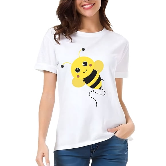 Playera Blanca Camiseta Unisex Estampada Abejita