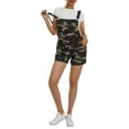 thumbnail image 3 of Yunliwuli Breathable Ladies Suspender Denim Shorts, Summer Girls Solid Color/Camouflage Front Pocket Decoration Casual Short Trousers, 3 of 10