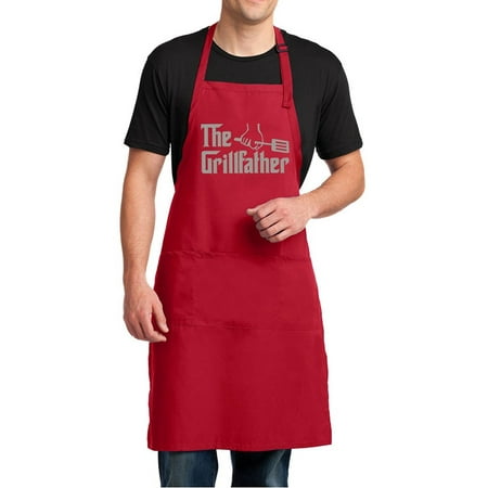 Men s The Grillfather Funny BBQ Apron - Red