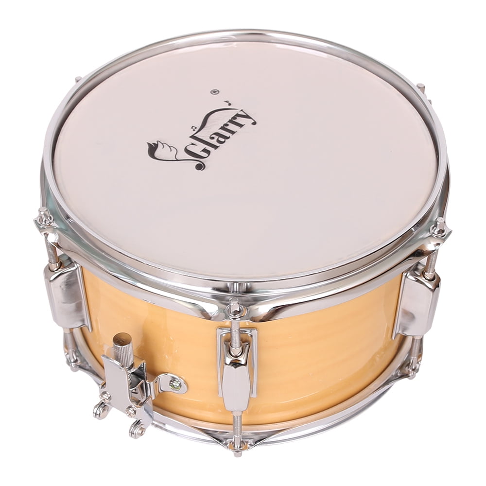 Snare Drum 10" x 6" Kid Drums Acoustic Single Drum 6 Lugs with Drumsticks Drum Key Strap, Wood