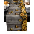 thumbnail image 2 of Yellow Sunflower Cotton Linen Table Runner 13 x 90 inch Butterfly Spring Floral Wooden Grain Non-slip Rectangular Dining Table Decor for Wedding Party Holiday Dinner, 2 of 8
