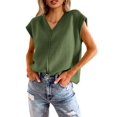 thumbnail image 1 of Sudadera Saodimallsu para mujer, manga corta de verano, cuello en V, 1 of 6
