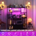 thumbnail image 3 of 55" Bakers Rack with Power Outlet and LED Light, 5-Tier Kitchen Microwave Stand Coffee Bar with Storage, 10 Hooks, Wire Basket, Metal G rid, Wine Rack, Goblet Holder,, 3 of 7