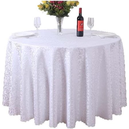 

Pengpaig Round Table Cloth - Solid Color Cotton Polyester Table Cover For Kitchen Dinning Wrinkle Free Table Cloths Shiny Table Cover For Banquet Decoration White 260cm
