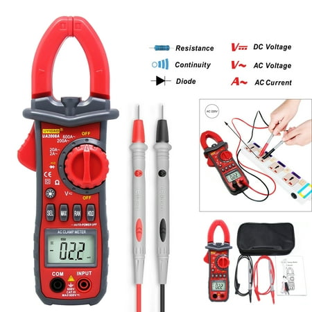 Digital Multimeter Cat - UYIGAO U2008A LCD Digital Clamp 1999 Counts Auto-ranging Multimeter AC DC Voltmeter Ammeter Voltage Current, Resistance, Capacitance, Frequency, Diode