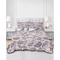 thumbnail image 2 of Quilts Twin Size Bedding Set, Purple Spring Floral Lightweight Quilted Comforter, Summer Botanical Farmhouse Soft Reversible Bedspread Coverlet with Pillow Covers for All Season, 68" x 86", 2 of 7