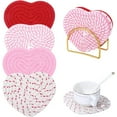 thumbnail image 3 of 4PCS Pink Heart Coasters Valentines Drink Accessories for Home Restaurant Tea Coffee Bar Decoration, 3 of 4