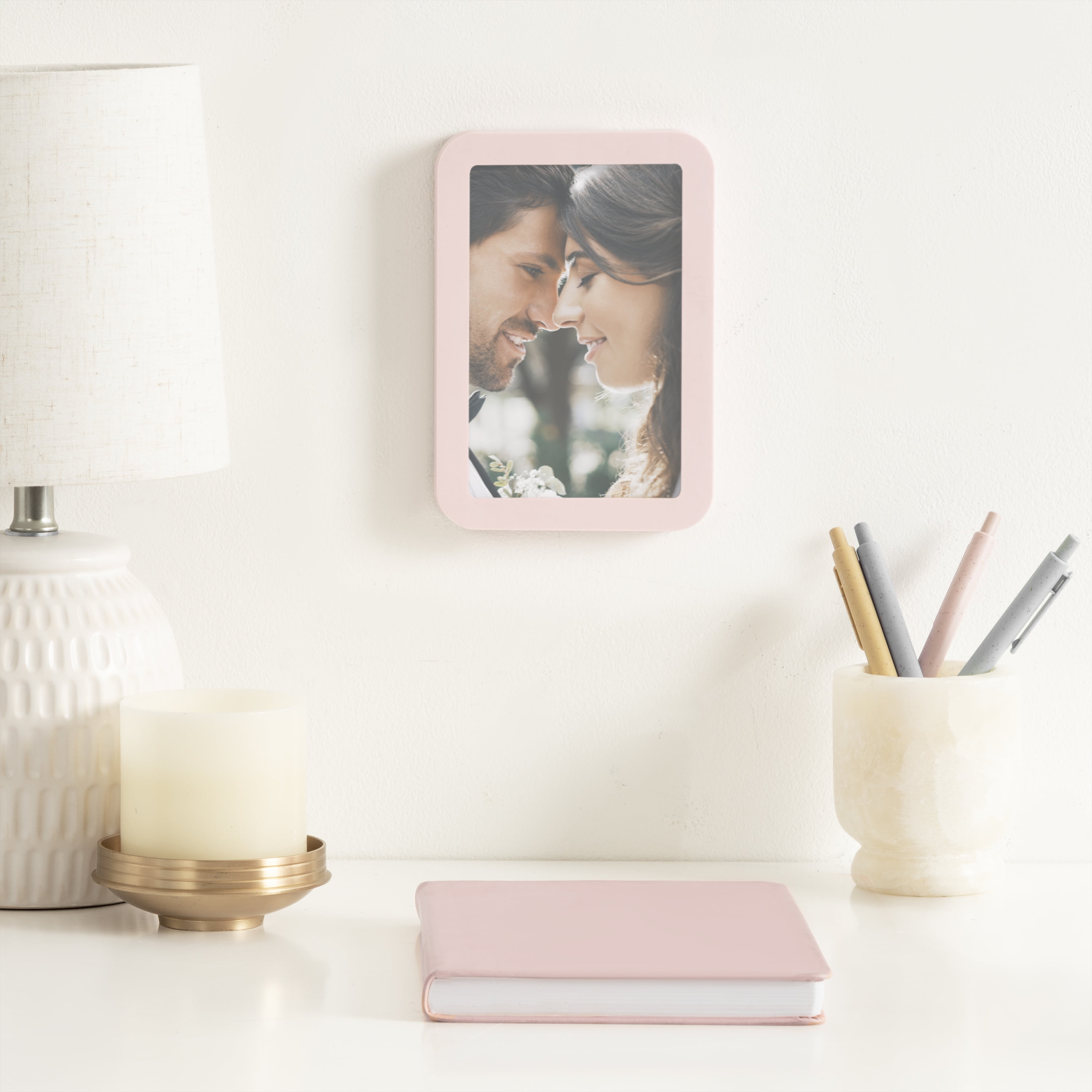 (3 pack) DesignOvation 4x6 Rounded Basic Pink Decorative Tabletop Picture Frame