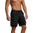 thumbnail image 7 of Besolor Cargo Shorts for Men Drawstring Elastic Waisted Wide Leg Lightweight Thin Quick Dry Workout Hiking Shorts with Multi-pocket(XX-Large,Black), 7 of 7