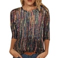 thumbnail image 2 of DPTALR Women's Spring Printed Long Sleeves Round Neck Casual Tee Tops, 2 of 5