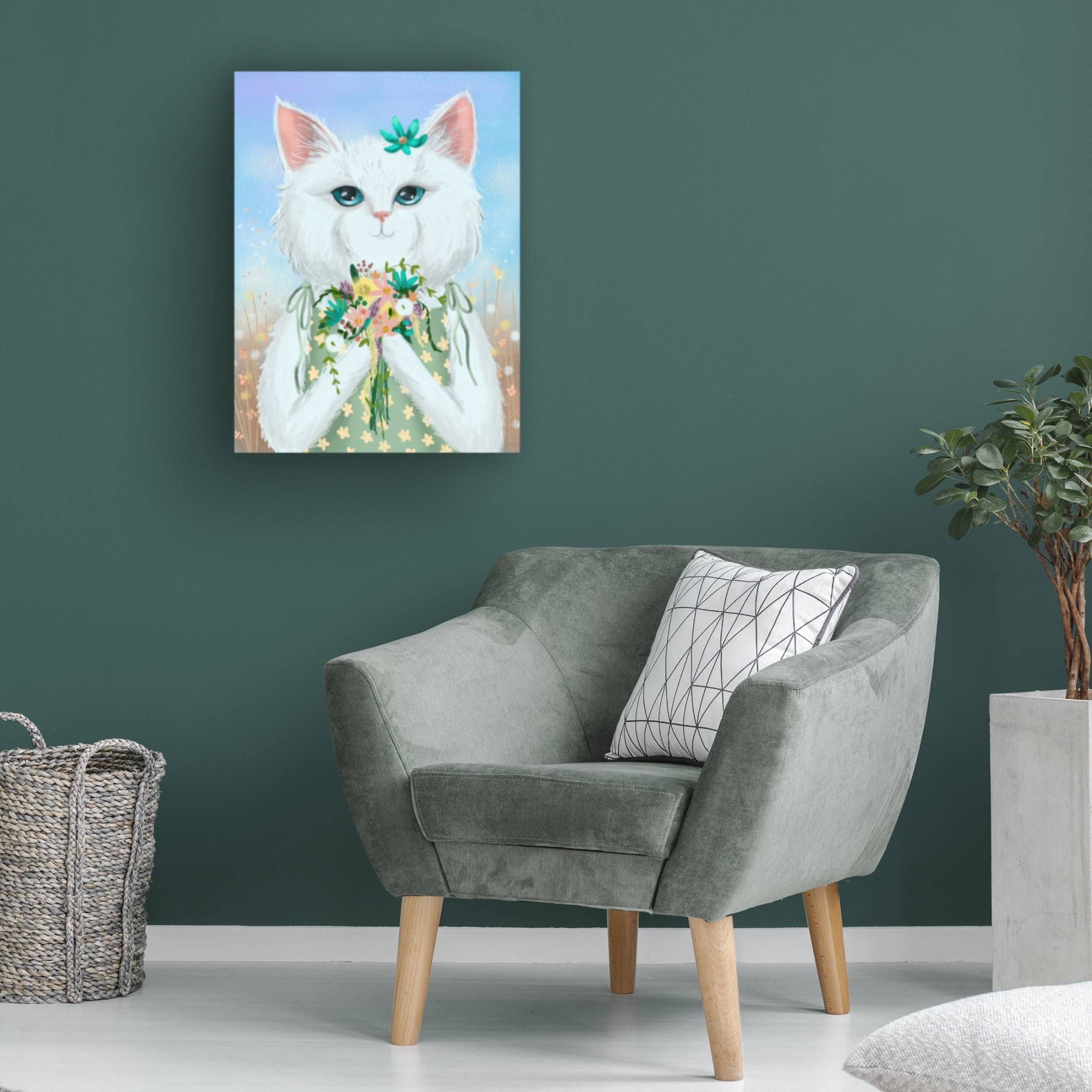 Canvas Wall Art - Christine Rotolo 'Wildflower Cats 3' Wall Art for Living Room, Bedroom, or Office Décor by Trademark Fine Art - 14 x 19 Inches