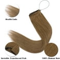 thumbnail image 3 of SEGO Wire in Human Hair Extensions Hidden Hair Extensions with Invisible Band Translucent Fish Line Hairpiece without Clip, 3 of 8