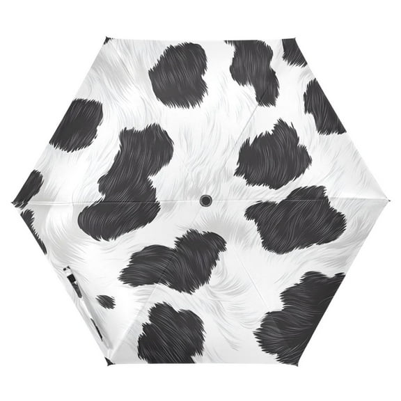 ALAZA Cow Print UPF 50  Compact Folding Umbrella for Rain Travel Umbrella Packable