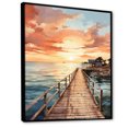 thumbnail image 2 of Designart "Sunset at the Miami Pier II" Nautical & Beach Floater Framed Wall Art Living Room, 2 of 7