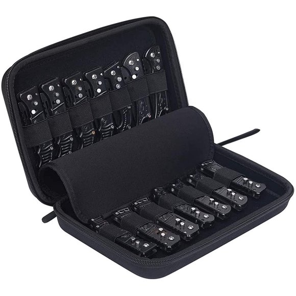 TEMOGU-Pocket Knives Case, Folding Knives Display Case, Small Knife Storage Cases, Folding Knife Storage Box with 14 Slots, Hand Tools Case