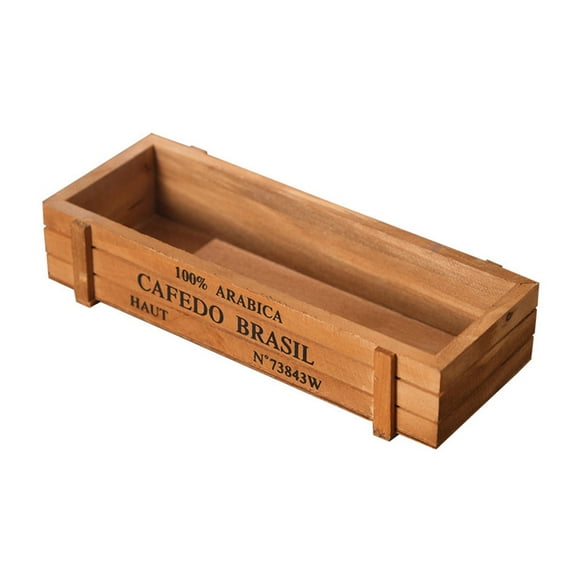Natural Wood Rectangle Planter Box (8.66*3.54*1.97") Garden Planter Wooden for Outdoor Plants Vegetables Herbs, Multiple Color Choices Rustic Wooden Planters, Indoor Decorative Box（Brown）