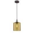 thumbnail image 2 of IRONCLAD Industrial-style 1 Light Rubbed Bronze Amber Glass Ceiling Mini Pendant, 2 of 2