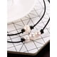 thumbnail image 4 of Zhuge Collar de 2 piezas con una sola perla de agua dulce y gargantilla de 3 perlas de agua dulce en cordón de cuero negro para niñas y mujeres, 4 of 5
