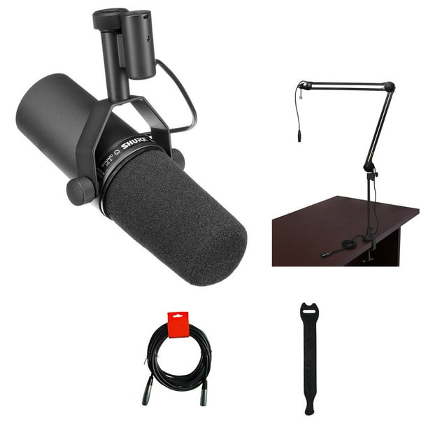 Shure Sm7b Cardioid Dynamic Vocal Microphone With Two Section Broadcast Arm Xlr Cable 10 Pack Straps Bundle Walmart Com Walmart Com